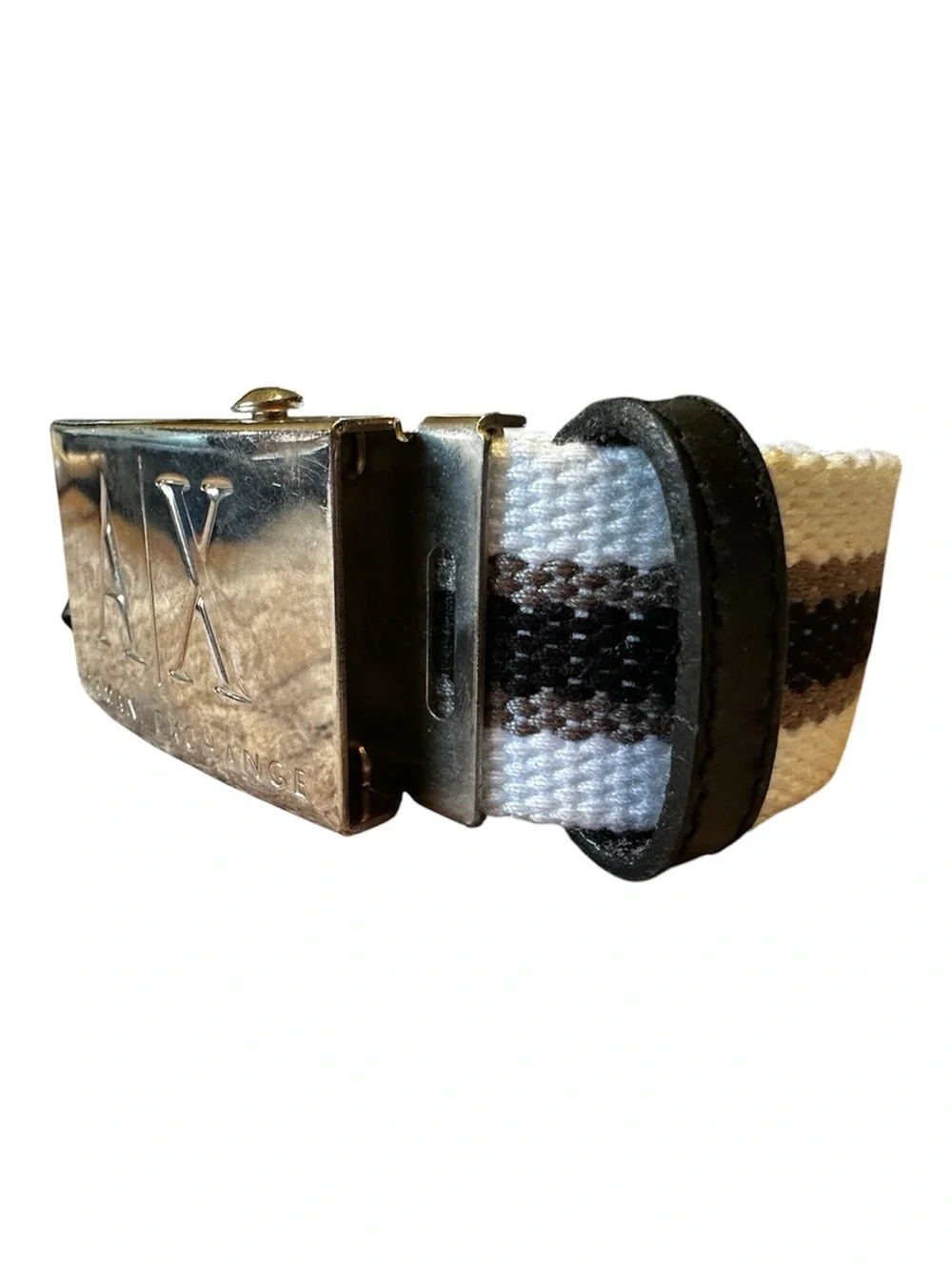 A|X Woven Web Belt with Silver Buckle - White, Tan, Black